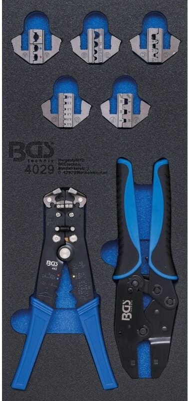 Bgs Technic - Werkstattwageneinlage 1/3: Crimp- und Abisolierzangen 7-tlg.