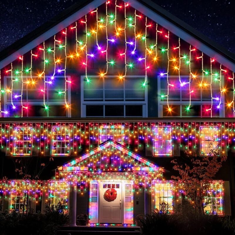 10 m 400 LEDs, verbindbare Lichtervorhänge für drinnen und draußen, 8 Beleuchtungsmodi, wasserdichte Lichterketten-Dekor...