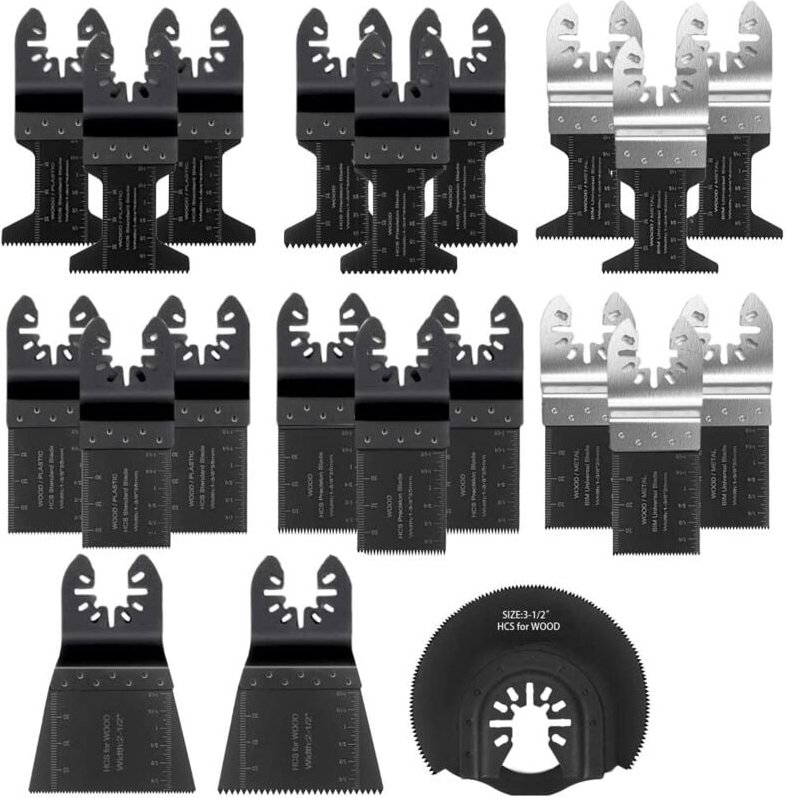 Oszillierendes Sägeblatt, 21-teiliges gemischtes Multifunktionswerkzeug-Set, mit Schnellverschluss, universellem oszilli...