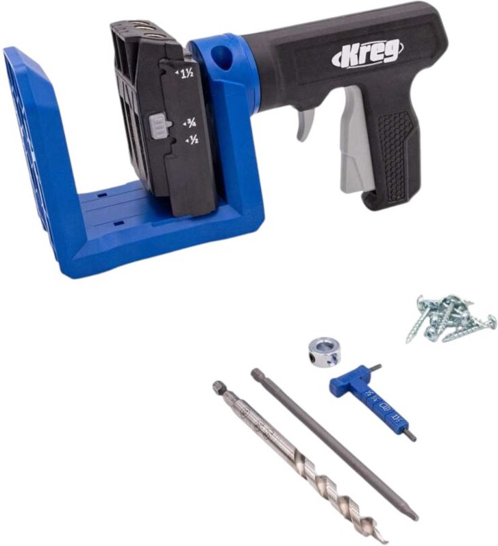 KREG Pocket Hole Jig 520 PRO Taschenloch Bohrschablone ( KPHJ520PRO2 ) + Stufenbohrer + Bit + Schrauben
