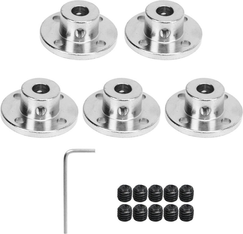 Satz mit 5 silbernen Flanschverbindern, 7 mm Innendurchmesser, Stahlführungswellenhalterung