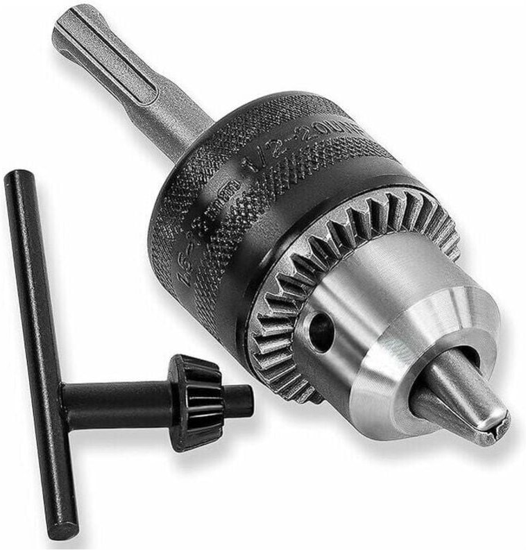 Bohrfutter 1,5-13 mm 1/2-20 UNF mit SDS-Plus-Adapter und Spannschlüssel.