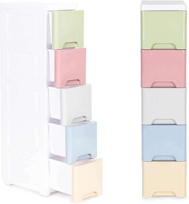 Schubladenelement - 83x32x18cm - 5 Schubladen - Pastellfarben