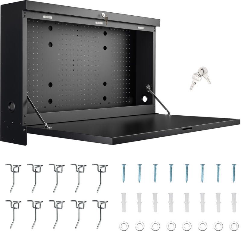 Wiltec - Werkbank zur Wandmontage bis 50 kg, klappbare Werkzeugbank 91,2 x 69 x 61 cm mit Lochplatte als Rückwand, absch...