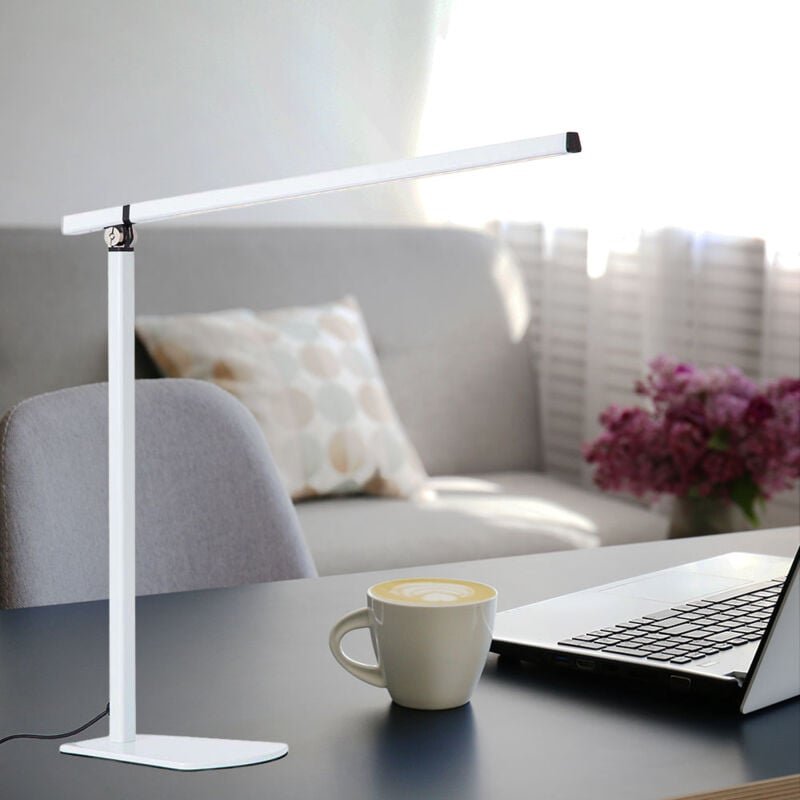 Tischlampe Schreibtischlampe led Tischleuchte Leselampe Touch Schlafzimmerleuchte, Spot beweglich, weiß matt, BxH 43x43 ...
