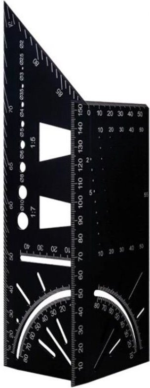 3D-Winkelmesser, Aluminiumlegierung, Gehrungswinkel 45–90°, Messlineal für Holzbearbeitung (Balken und Rohre), dreidimen...
