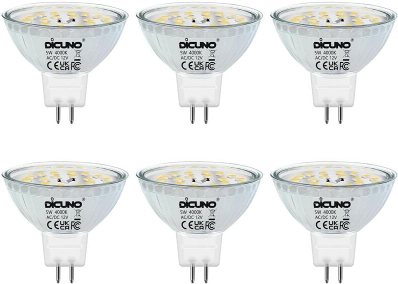 GU5.3 MR16 5W LED-Lampe, Neutralweiß 4000K, nicht dimmbar, 12V GU 5.3 LED-Spotlampen, 50W Halogen-Äquivalent, 500LM, 120...