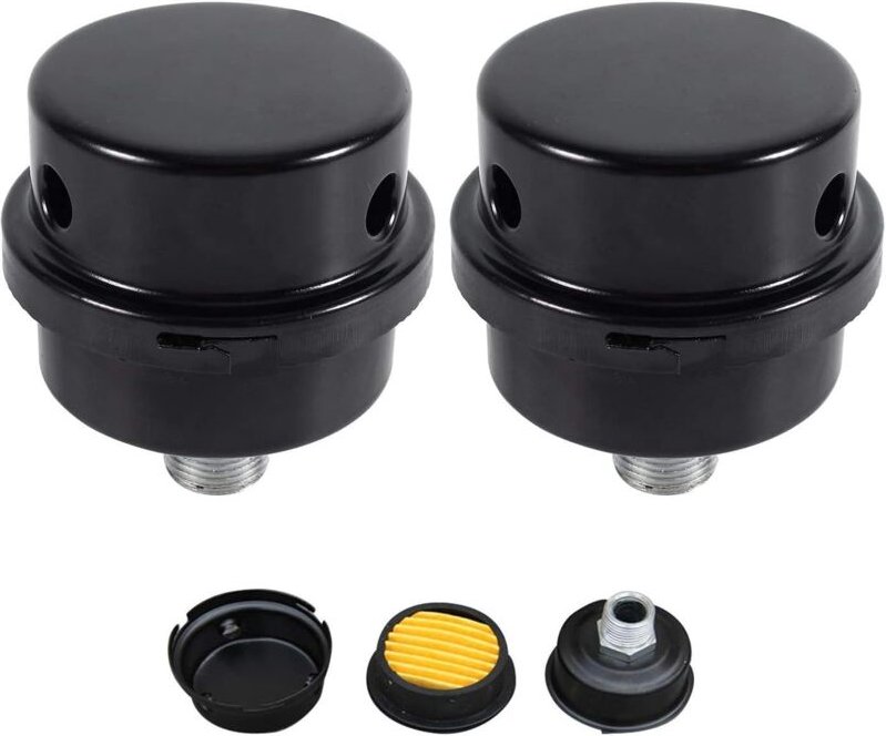 2 Stück Luftkompressor-Schalldämpferfilter, 3/8 Zoll 16 mm Außengewinde, Metallgehäuse, Luftkompressor-Schalldämpferfilt...