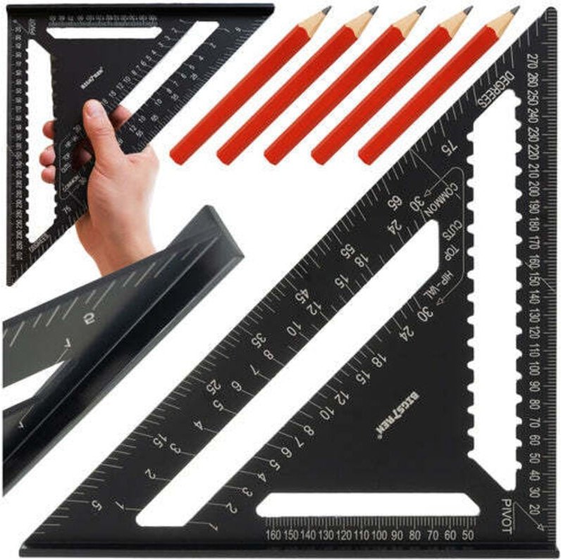 Zimmermannswinkel 30x30cm aluminium 5 bleistift set