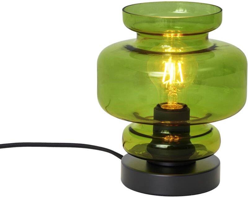 Retro-Tischleuchte schwarz mit grünem Glas - Denise