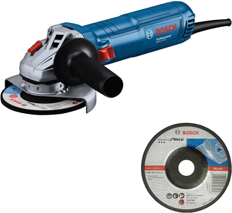 Bosch Professional GWS 12-125 (C) Winkelschleifer + Schruppscheibe (06013A6100)