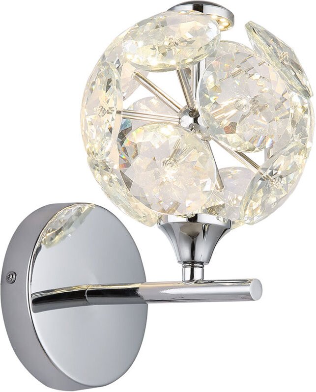 Wandleuchte Kristallleuchte Flurlampe led chrom Wohnzimmer Kugellampe Metall