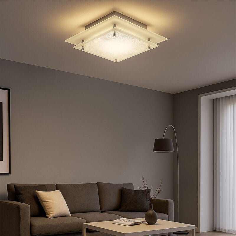 Esto - Deckenleuchte Küchenlampe Glas satiniert Deckenlampe Flurleuchte, mit Verzierung, 1x G9, LxB 22 x 22 cm