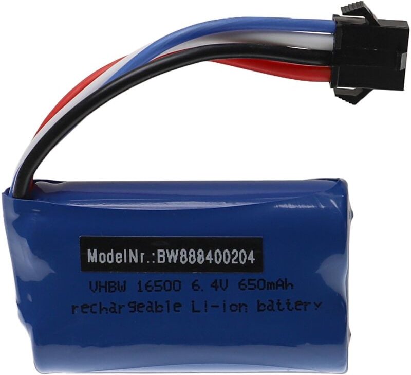 Vhbw - Akku kompatibel mit Wltoys 18628, 18629 Modellbau (650mAh, 6,4V, Li-Ion, 54 x 32 x 17 mm)