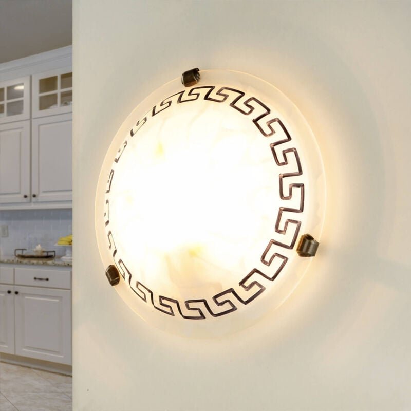 Glas Deckenleuchte 30 cm E27 1x60W weißes Alabasterglas rund Etrusco 7648 Rabalux