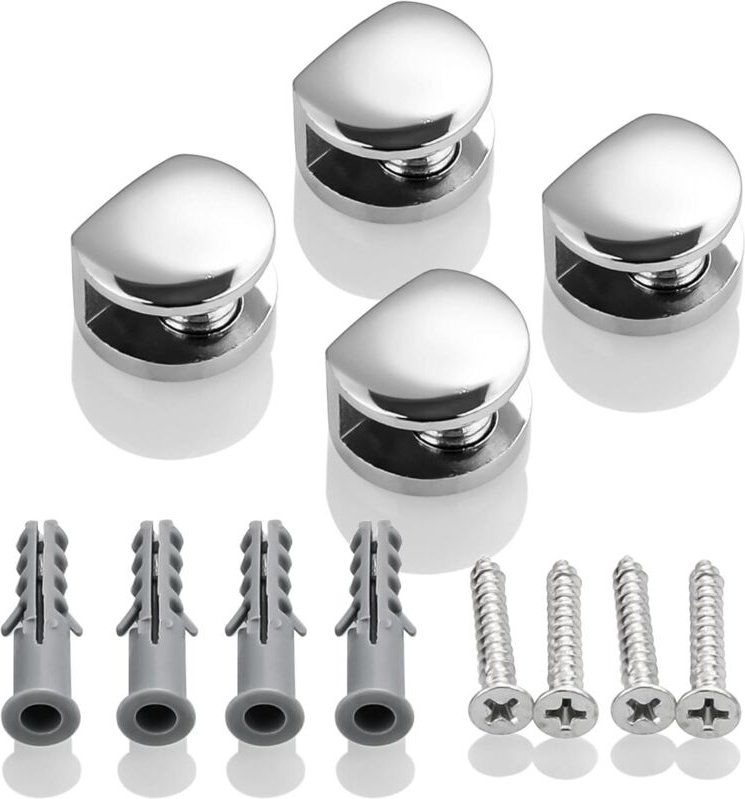 Glasklemme, Glasregalhalterung, Wandmontage, verstellbare Befestigung, geeignet für 5–8 mm dickes Glas, polierte Zinkleg...