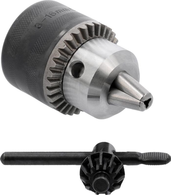 YATO Bohrfutter & Schlüssel 3-16 mm 5/8" 16UNF – Metall Zahnkranzbohrfutter für Bohrmaschinen, Schlagbohrmaschinen