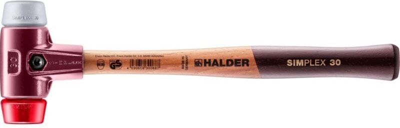 SIMPLEX-Schonhammer, TPE-mid / Plastik mit Tempergussgehäuse und hochwertigem Holzstiel D=30 mm 3036.030