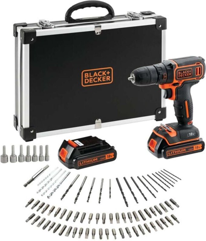 Thumbnail - Black+decker Werkzeug - 18V Akku-Bohrschrauber mit Zubehör, 2x 1,5 Ah Li-Ion Akku, Ladegerät BDCDC18BAFC-QW