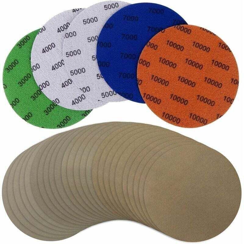 25 Stück rundes Schleifpapier, runde Schleifscheiben für Nass-/Trockengebrauch, selbstsichernde Schleifscheiben für 3000...