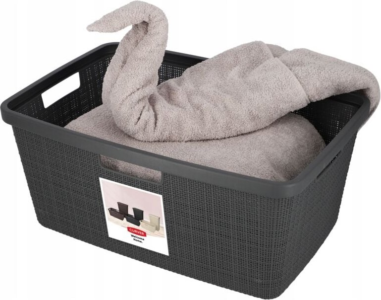 Wäschekorb in grauer Jute-Optik 46Lt