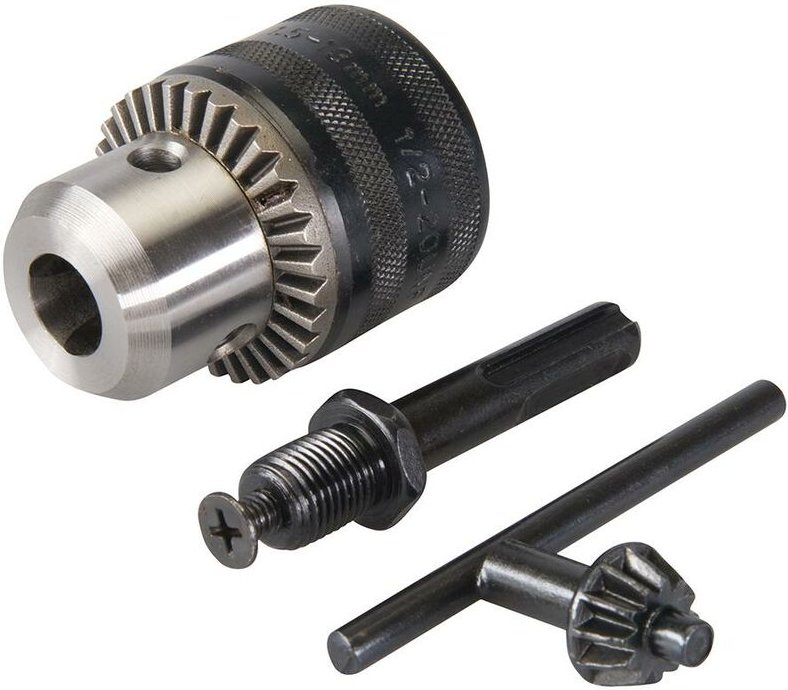 Silverline - Zahnkranzbohrfutter, Bohrfutterschlüssel und SDS-Plus-Adapter, 3-tlg. Satz 13 mm, 1/2-Zoll-UNF-Gewinde