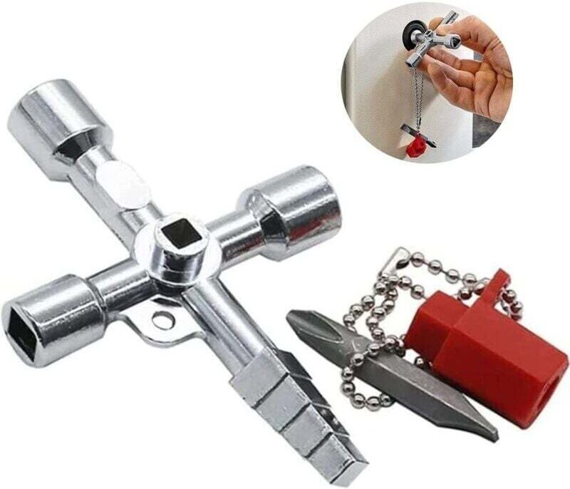 4-Wege-Multifunktionsschlüssel, Universalschlüssel, Kreuzschlüssel, Dreieckschlüssel, Wasserhahnschlüssel für Wasser, St...