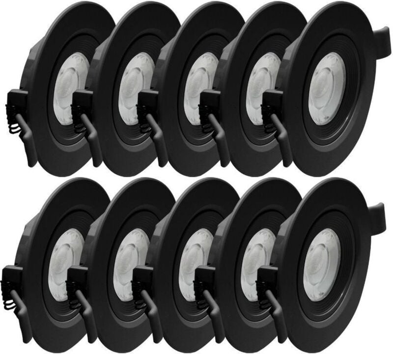 Arum Lighting - 10 schwarze LED-Einbaustrahler asturia, verstellbar, 7 w, Äq. 75W Farbtemperatur: Warmweiß 3000K
