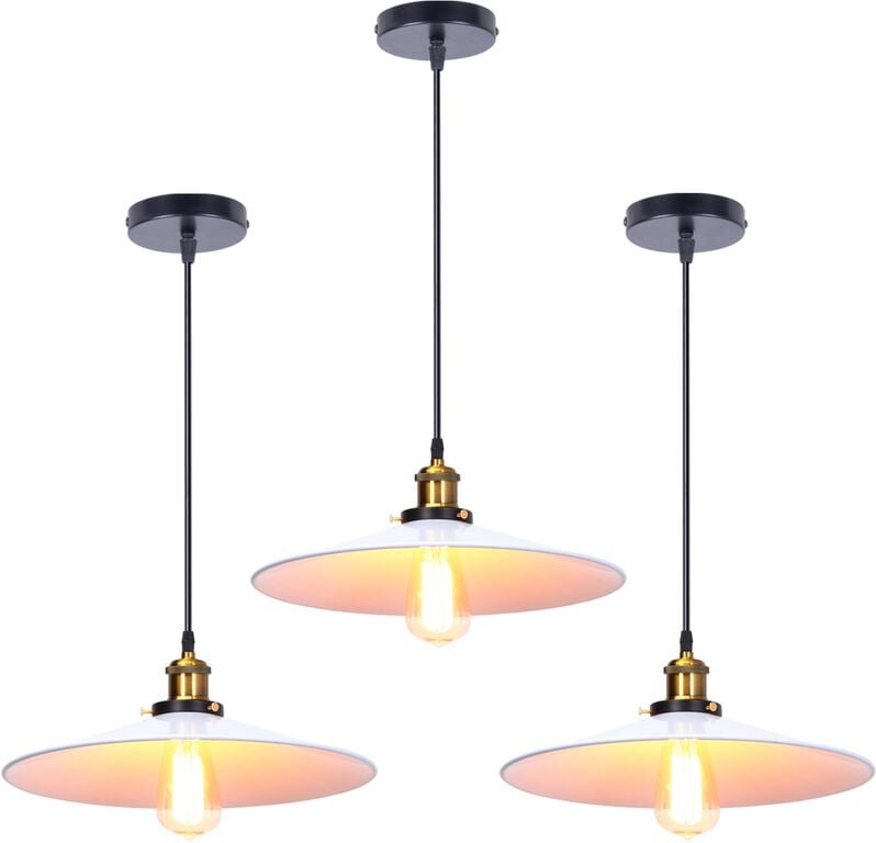 3er Pendelleuchte, Vintage Hängelampe mit Ø36cm Eisen Lampenschirm, Kronleuchter E27 Fassung für Wohnzimmer Esszimmer Kü...