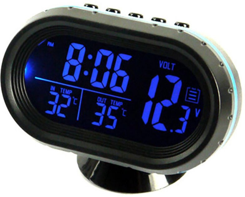Ahlsen Auto-Digital-Thermometer-Voltmeter-Uhr-Alarm-Monitor, multifunktionale Auto-Meter-Uhr-Spannungs-Gefriertemperatur...