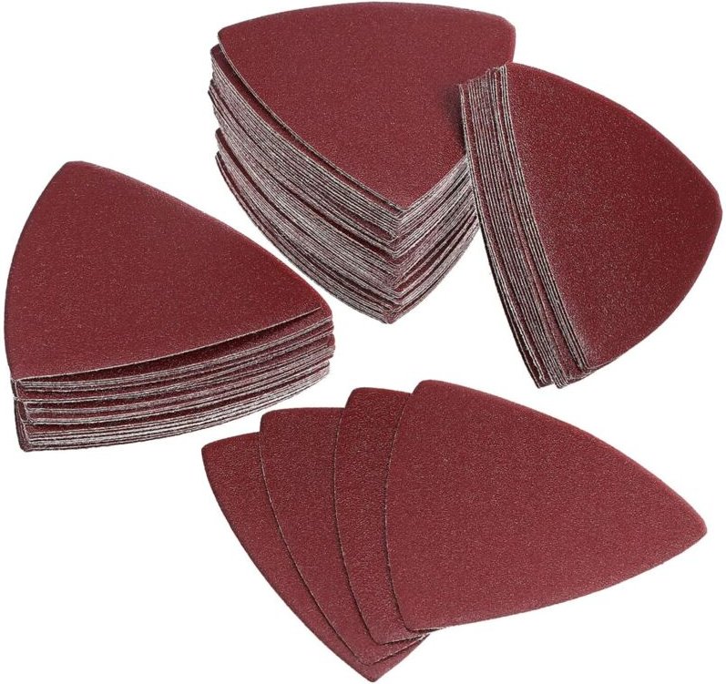 80 mm dreieckiges Schleifpad, 240er Körnung lochfreies Schleifpapier, Aluminiumoxid-Klett-Schleifblätter (50er-Packung)