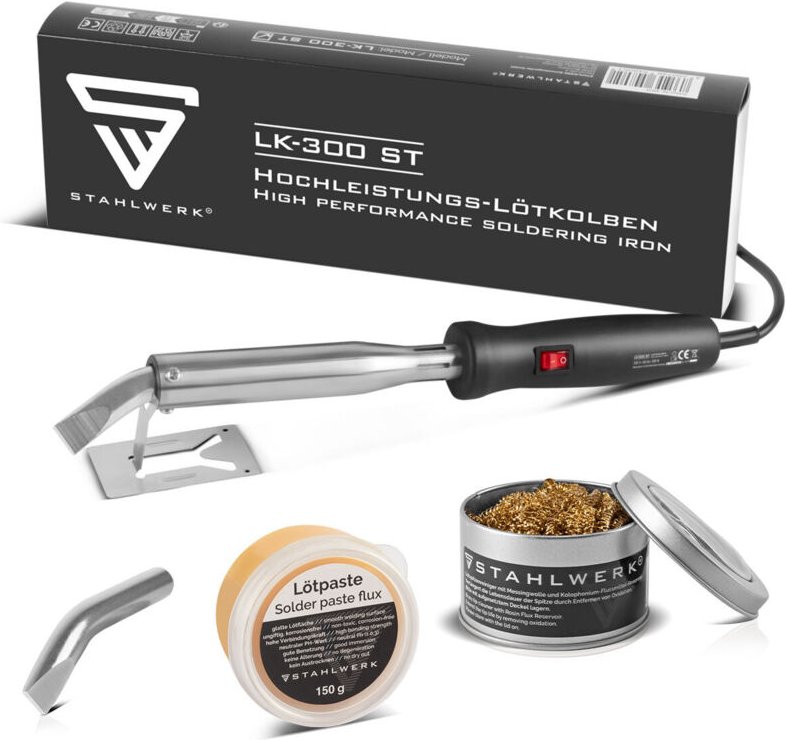 STAHLWERK Lötkolben Set Lötpistole mit 300 W Leistung mit Ersatzlötspitze