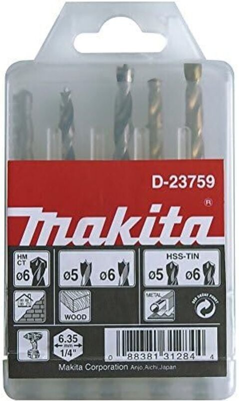 Kombi-Bohrer-Set mit 1/4'Aufnahme D-23759 - Makita