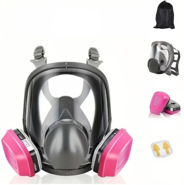 Wiederverwendbare 6-in-1-Vollgesichtsmaske, beschlag- und staubabweisend, für Arbeitssicherheit beim Streichen, Umgang m...