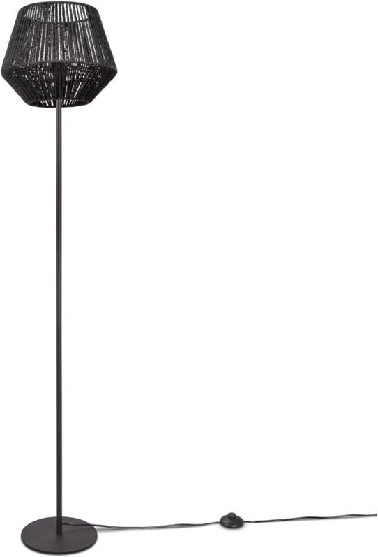 Stehlampe Modern Wohnzimmer Schlafzimmer Rattan Optik Boho Korb Stehleuchte E27 Einbeinig Schwarz, Schwarz (Ø33 cm) - Pa...