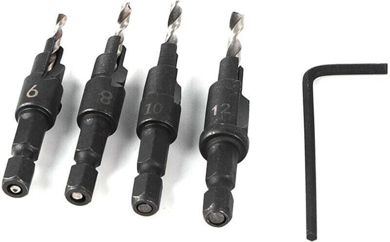 Ulisem Senker-Bohrer-Set, mit 1/4-Zoll-Sechskantschaft-Schnellwechsel und Inbusschlüssel, Senker-Bit-Set für Holzbearbei...