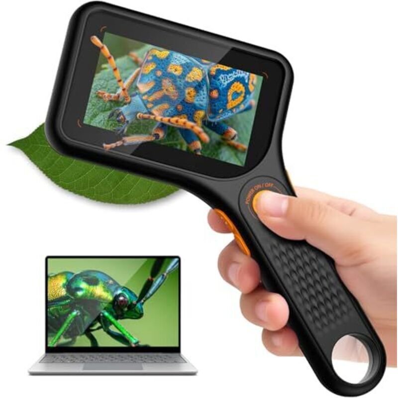 Mikroskop für Erwachsene und Kinder, digitales Mikroskop mit 3-Zoll-Bildschirm, 500-fache Vergrößerung, tragbare Lupe mi...