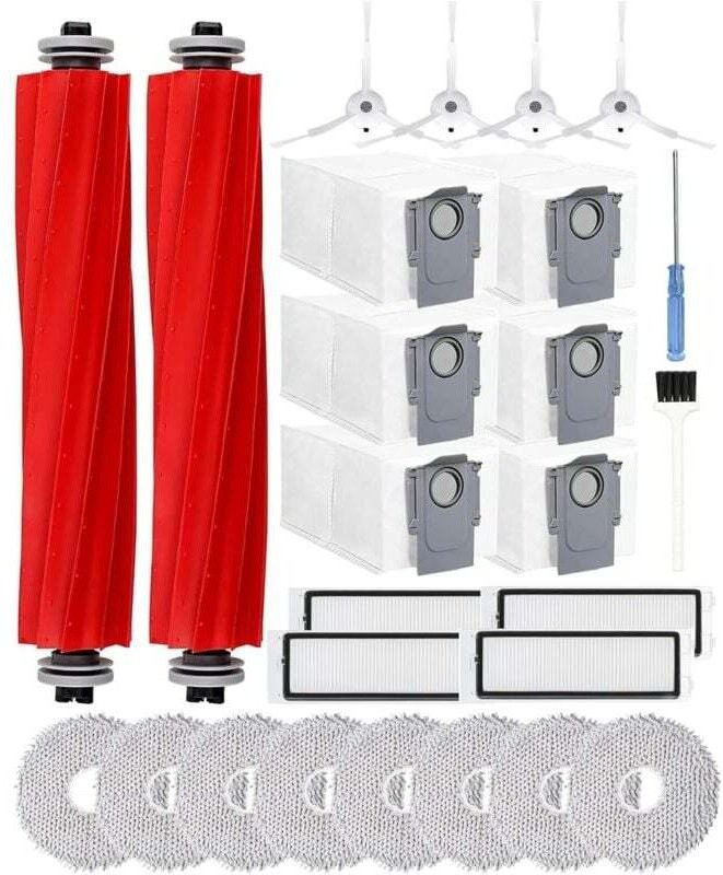Zubehör für den Roborock Qrevo S/P10 Staubsauger, P10 Zubehörset, Ersatzteile mit 2 Hauptbürsten, 6 Staubbeuteln, 8 Wisc...