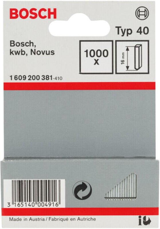 Bosch Stift Typ 40 16 mm 1000 Stk
