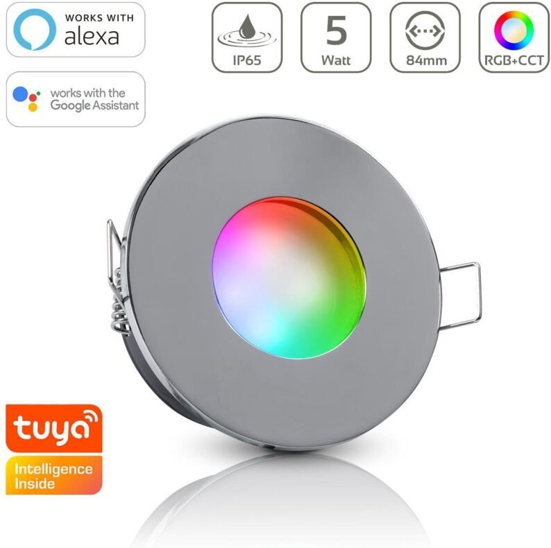 Einbauspot IP65 rund - Farbe: Chrom - LED Leuchtmittel: GU10 5W RGB+CCT Smart