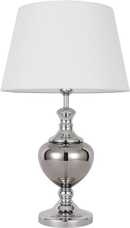 Italux - Korrez - Klassische Tischleuchte Chrom 1 Leuchte mit weißem Schirm, E27