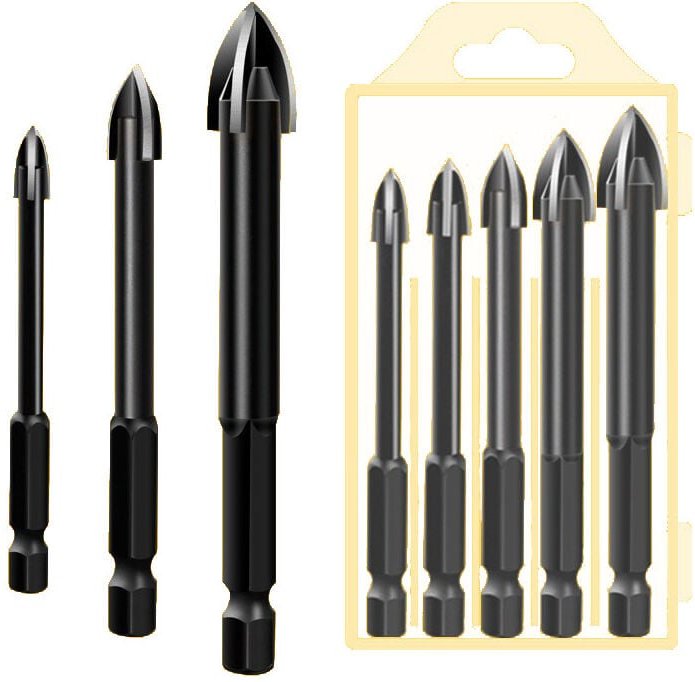 Thumbnail - Wolframkarbid-Bohrer-Set – für Metall, Fliesen, Beton, Ziegel, Kunststoff und Holz (5-teilig)