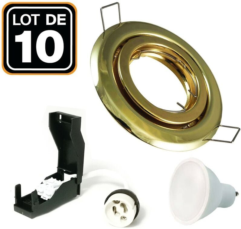 Europalamp - 10 Einbaustrahler schwenkbar gold GU10 led 5W eqv. 40W Kaltweiß 6000K
