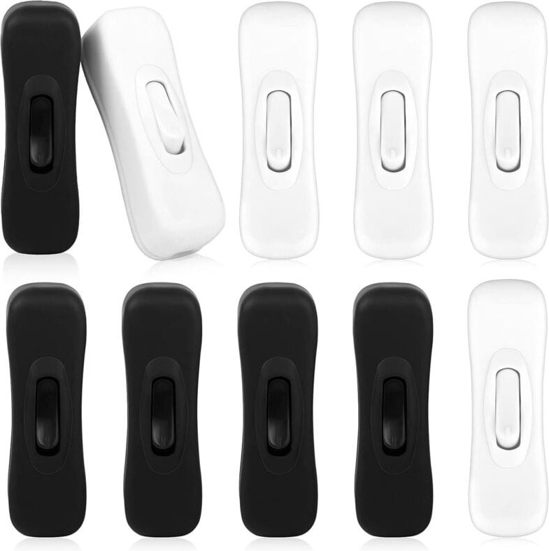 Ahlsen 10er-Pack Zwischenschalter, Lampenschalter, Schnurschalter, 2 a, schwarzer Inline-Schalter, Schnurschalter, weiße...
