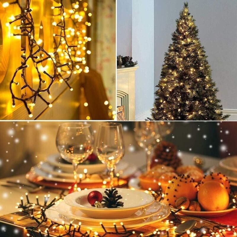 30 m lange 300 LED-Lichterkette für den Außenbereich, 8 wechselnde Modi, wasserdicht IP65, 220 V – 31 V, warmweiß, Licht...