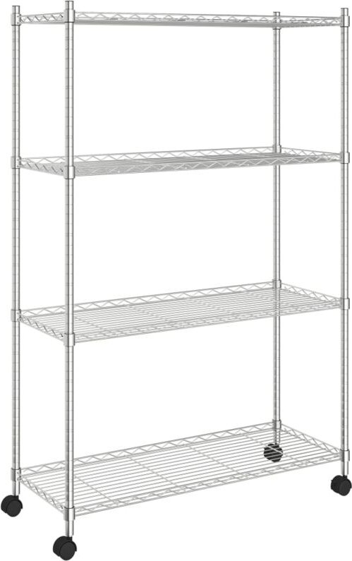 vidaXL Lagerregal 4 Ebenen mit Rädern 90x35x142 cm Chrom
