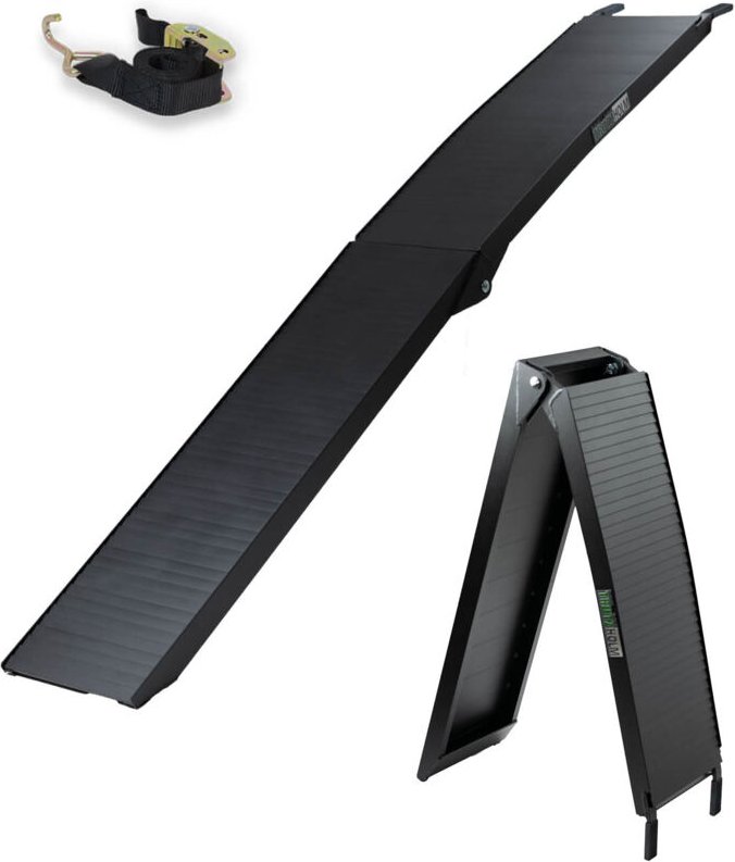 Thumbnail - Baumarktplus - trutzholm 1 x Auffahrrampe 205 cm Traglast 340 kg Alu schwarz klappbar geriffelt Rampe Motorradrampe