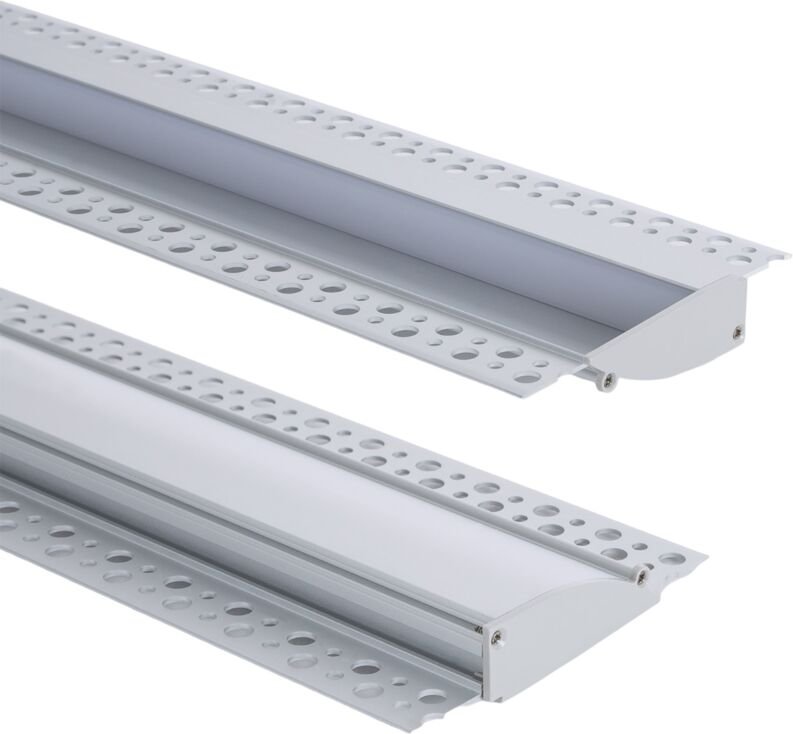 Aluminiumprofil Einbau für Gips/Stuckdecke 2m für led Streifen bis 12 mm Aluminium 2 m Halbtransparent