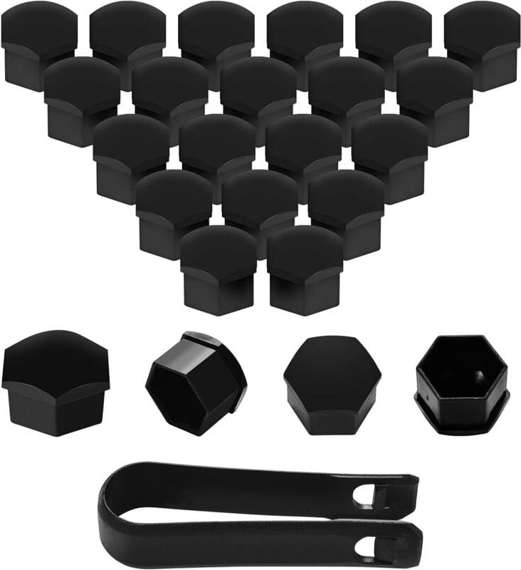 20 Stück Mutternabdeckungen, 17 mm, Sechskant-Kunststoff-Schutzkappen, Bolzenmutter-Schutzabdeckungen für Radmuttern mit...