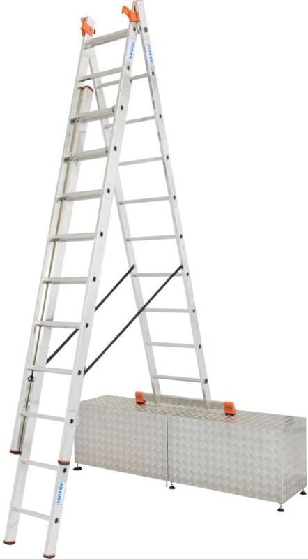 Aluminium-Vielzweckleiter monto Tribilo mit Treppenfunktion 7,65 m Viel-/ Mehrzweckleiter - Krause